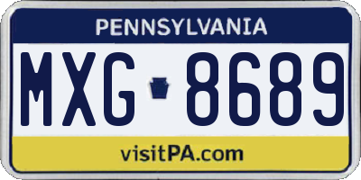 PA license plate MXG8689
