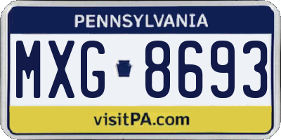 PA license plate MXG8693