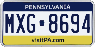 PA license plate MXG8694