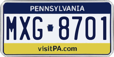 PA license plate MXG8701