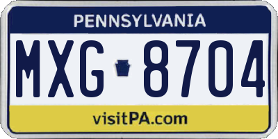 PA license plate MXG8704