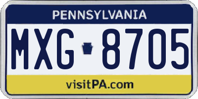 PA license plate MXG8705