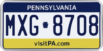 PA license plate MXG8708