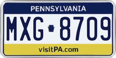PA license plate MXG8709