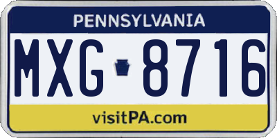 PA license plate MXG8716