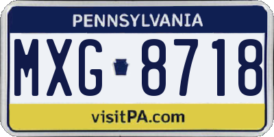 PA license plate MXG8718
