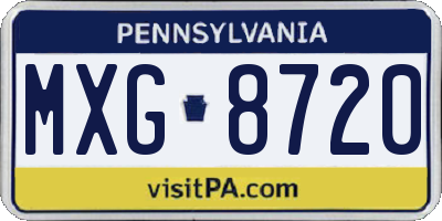 PA license plate MXG8720