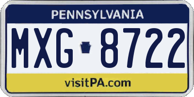 PA license plate MXG8722