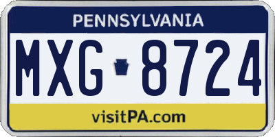 PA license plate MXG8724