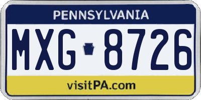 PA license plate MXG8726