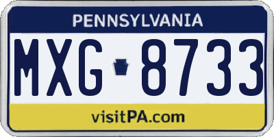 PA license plate MXG8733