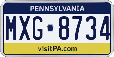 PA license plate MXG8734