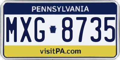 PA license plate MXG8735