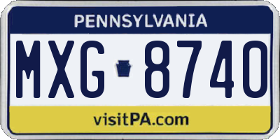 PA license plate MXG8740