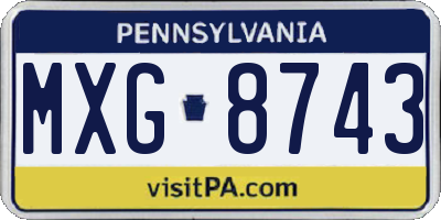 PA license plate MXG8743
