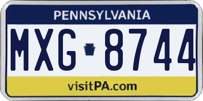 PA license plate MXG8744