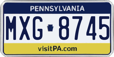 PA license plate MXG8745