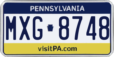 PA license plate MXG8748