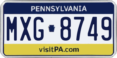 PA license plate MXG8749