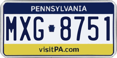 PA license plate MXG8751