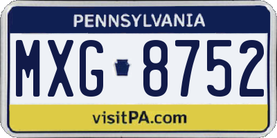 PA license plate MXG8752