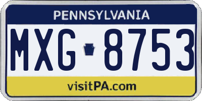PA license plate MXG8753