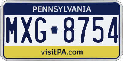 PA license plate MXG8754