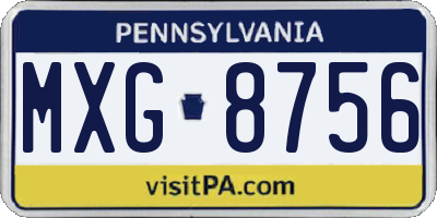 PA license plate MXG8756