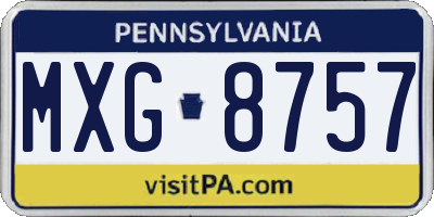 PA license plate MXG8757