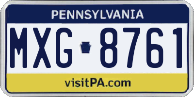 PA license plate MXG8761