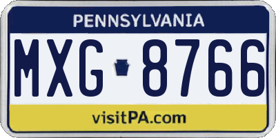 PA license plate MXG8766