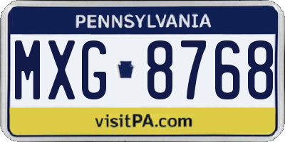 PA license plate MXG8768