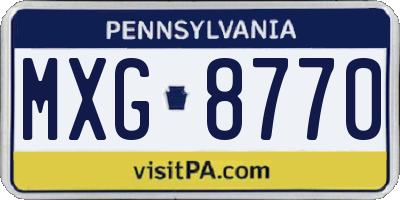 PA license plate MXG8770