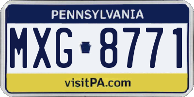 PA license plate MXG8771