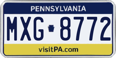 PA license plate MXG8772