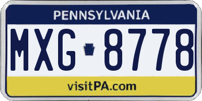 PA license plate MXG8778