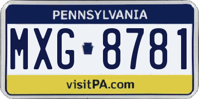 PA license plate MXG8781