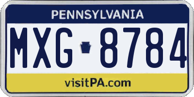 PA license plate MXG8784