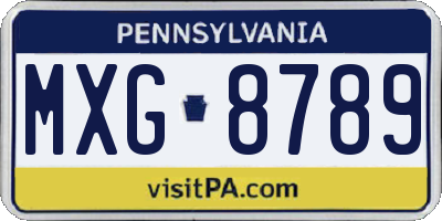 PA license plate MXG8789