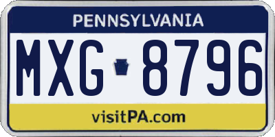 PA license plate MXG8796