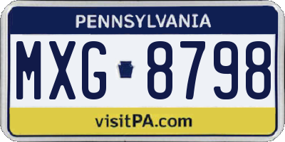PA license plate MXG8798