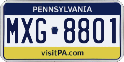 PA license plate MXG8801