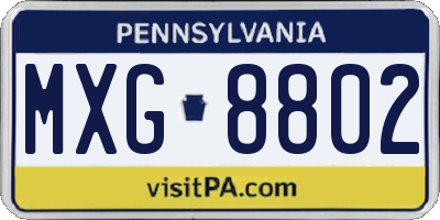 PA license plate MXG8802