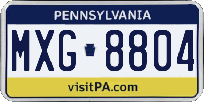PA license plate MXG8804