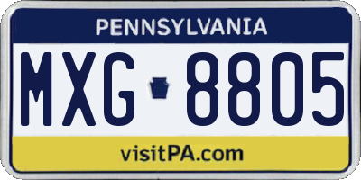 PA license plate MXG8805