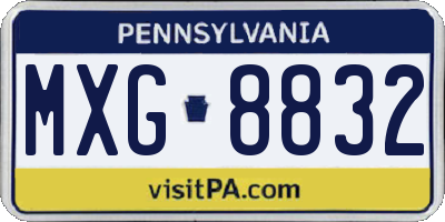 PA license plate MXG8832