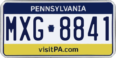 PA license plate MXG8841