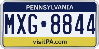 PA license plate MXG8844