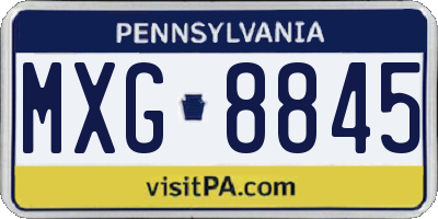 PA license plate MXG8845