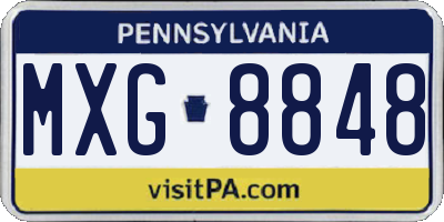 PA license plate MXG8848
